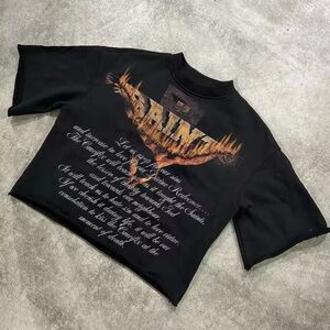 Black Graphic T-Shirt with Flame Design